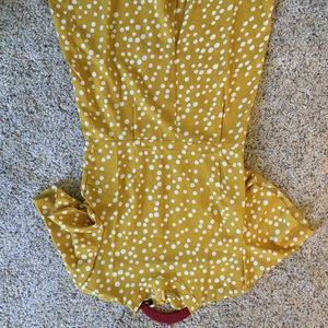 Boohoo white and yellow polka dot romper